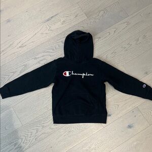Champion Black Pullover Hoodie with Script Logo